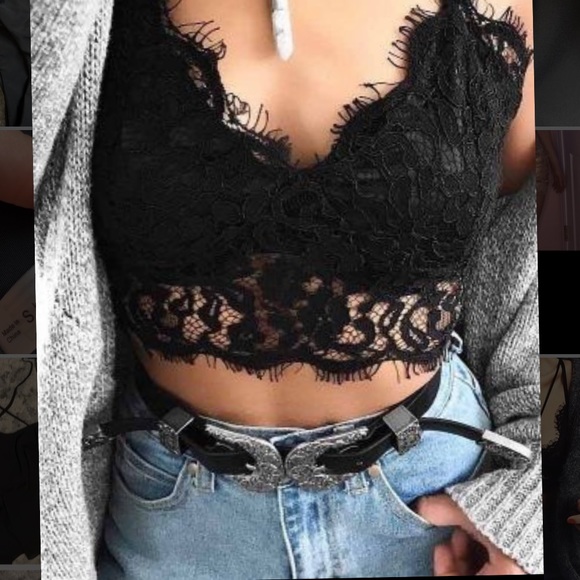 Tops - Black lace Bralette crop top